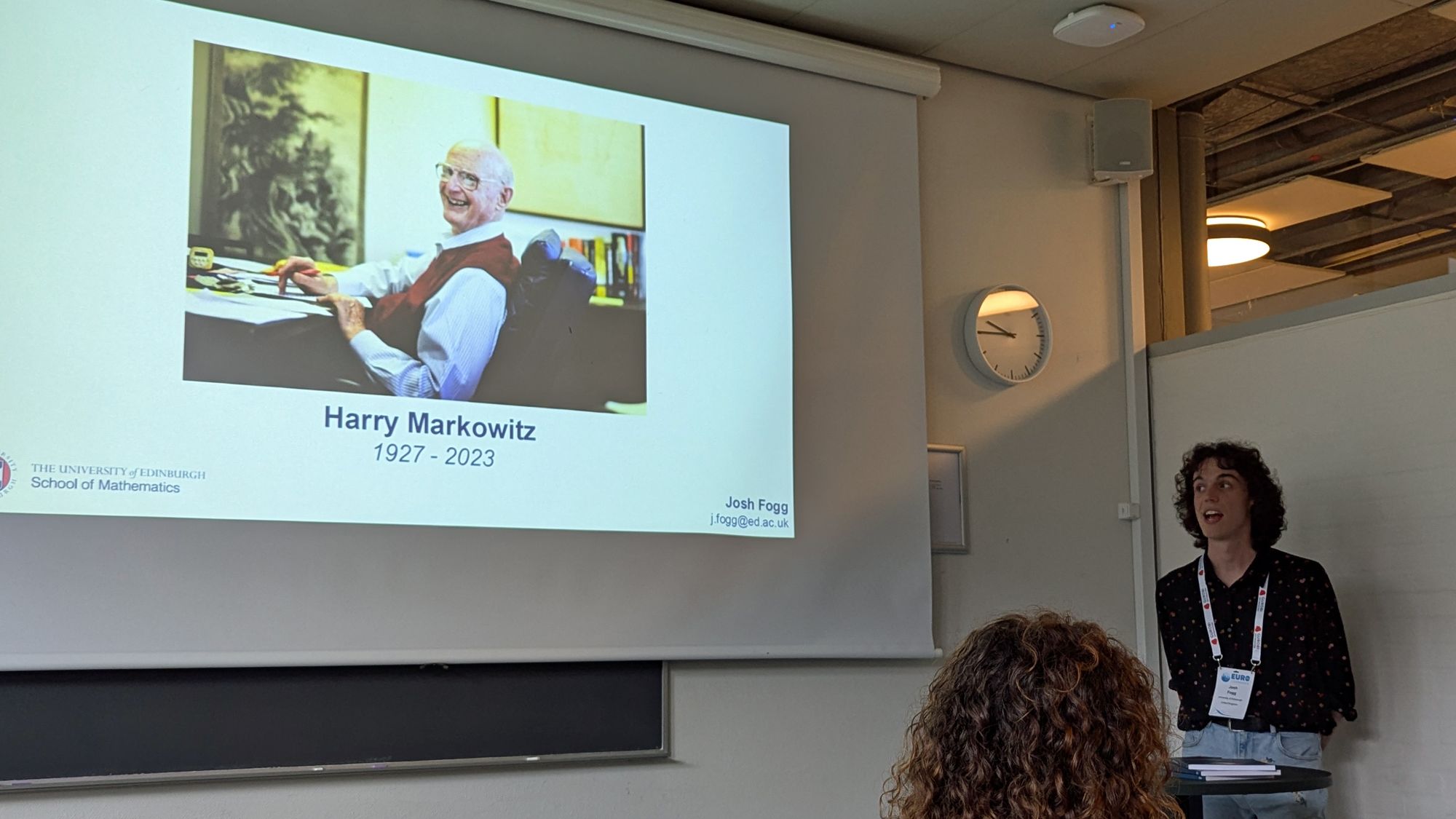 Josh their research on the history of Harry Markowitz at the 2024 EURO conference.