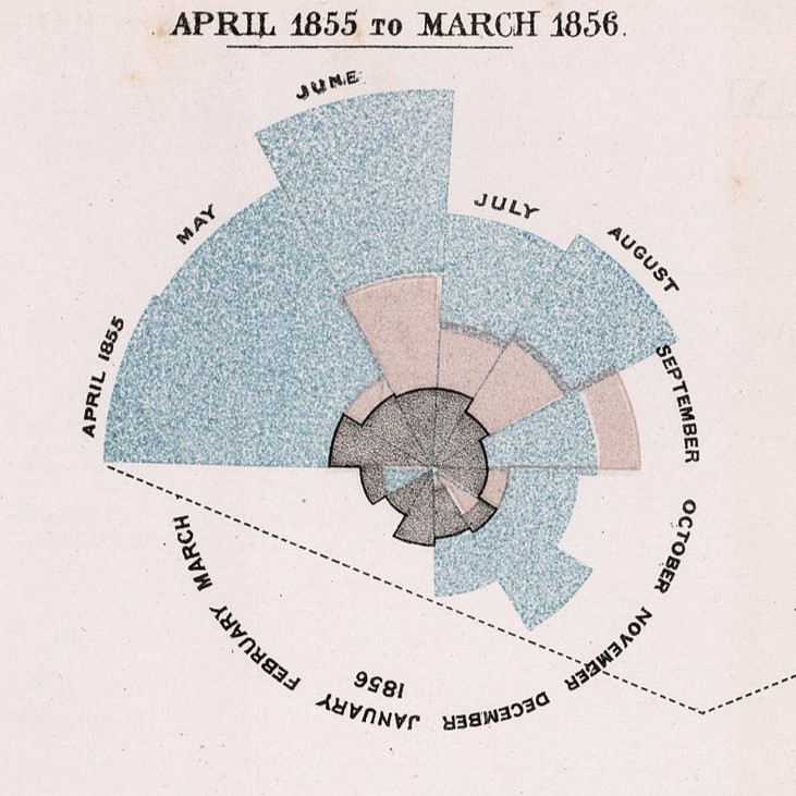 Diagram of the causes of mortality in the army in the East, Florence Nightingale (1858)